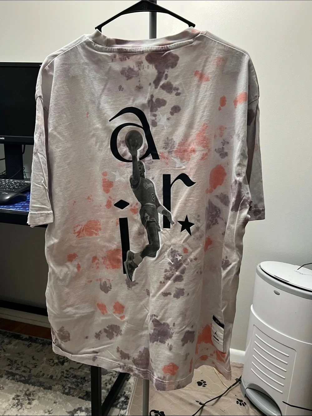 NWOT Jordan AJ Logo Tie-Dye Tee in Lavender and Coral